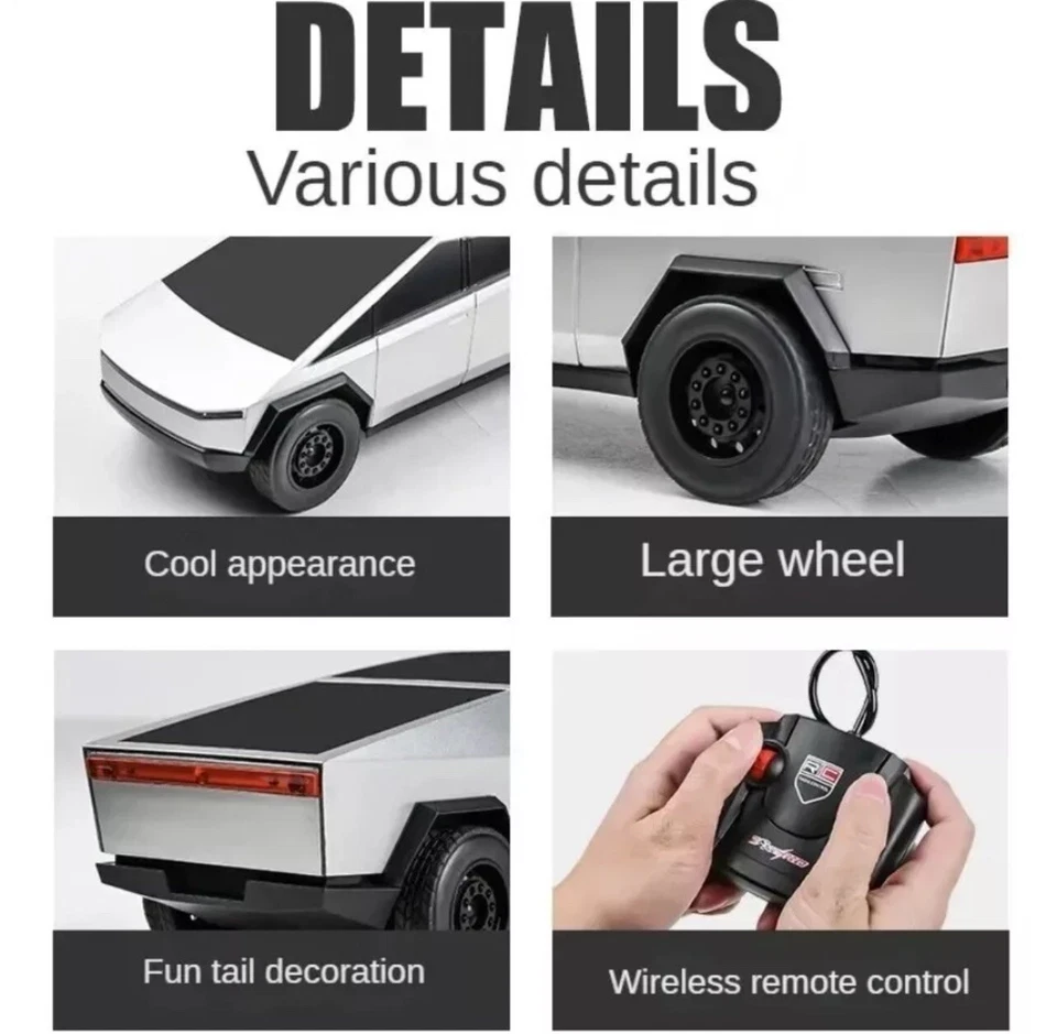 Tesla Cyber Truck Remote Control Car Rechargeable Toy Gift For Kids Adults RC - Image 4 of 4