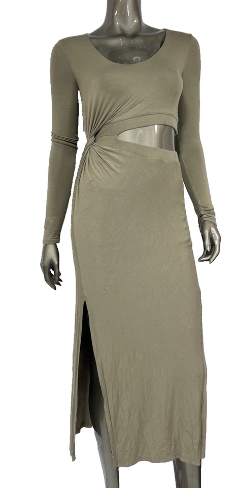 Bailey 44 Dress Womens XS Khaki Green Mable Cutout Midi - Image 3 of 4