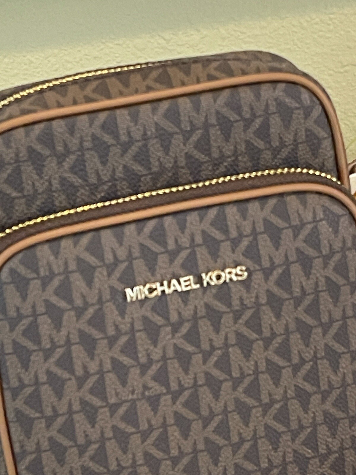 MICHAEL KORS FLIGHT BAG MEDIUM NS CHAIN CROSSBODY SHOULDER MK BROWN SIGNATURE thumbnail 2
