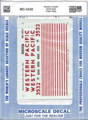 MicroScale MC4338 Decal H0 - Western Pacific GP40 #3532 Canaries 1983+ (MC-4338)