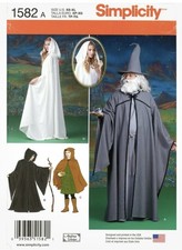 Simplicity 1582 Hooded Cape, WITCH Hat, WIZARD Costume SEWING pattern XS-XL NEW