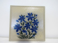 2025 SALMON FALLS POTTERY TILE / TRIVET CORNFLOWER PATTERN ANDY SIGNED LAST KILN