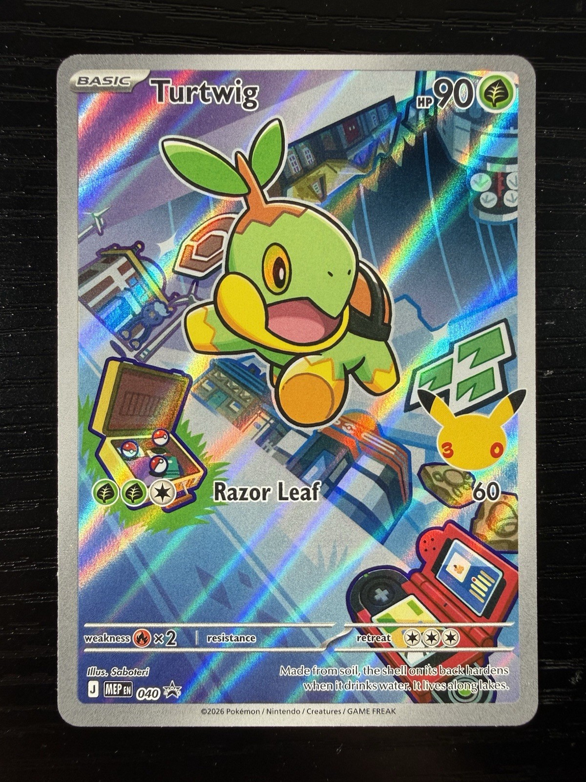 Pokemon Turtwig 040 First Partner Illustration Promo Full Art Holo NM