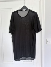 Black Mesh Short Sleeve T-shirt Dress Medium