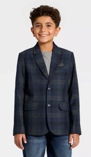 NWOT Cat  Jack Size 6 Boys Blue Plaid Holiday Blazer Fully Lined Navy Brown