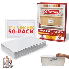 Clear Adhesive Pockets for Labels 3" x 5" 50-Pack Self Adhesive Index Card Ho...