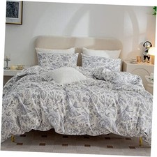 Queen Duvet Cover Floral, Soft Cotton 3 Pieces Queen Bedding Set, Chic Style