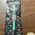 Novelty Ballpoint Pen w/ Cat Charm, Blue Pink, Beaded Glitter, Heart Pattern — photo 1