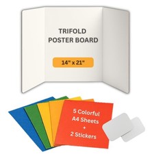 Trifold Poster Board 14"x21" Corrugated Display Board with Bonus 5 Colored A4...
