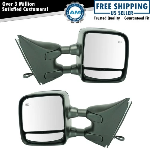 Mirrors Power Heated Memory Towing Black Textured Chrome Pair for Nissan Suzuki