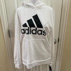 Adidas Originals Mens Big Logo Fleece Pullover Hoodie White Sweatshirt Size XL