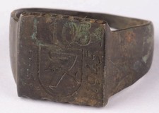 ORIG. WW 2 GERMAN KRIEGSMARINE U-1051 DOLPHIN OVER  7 CONNING TOWER EMBLEM RING