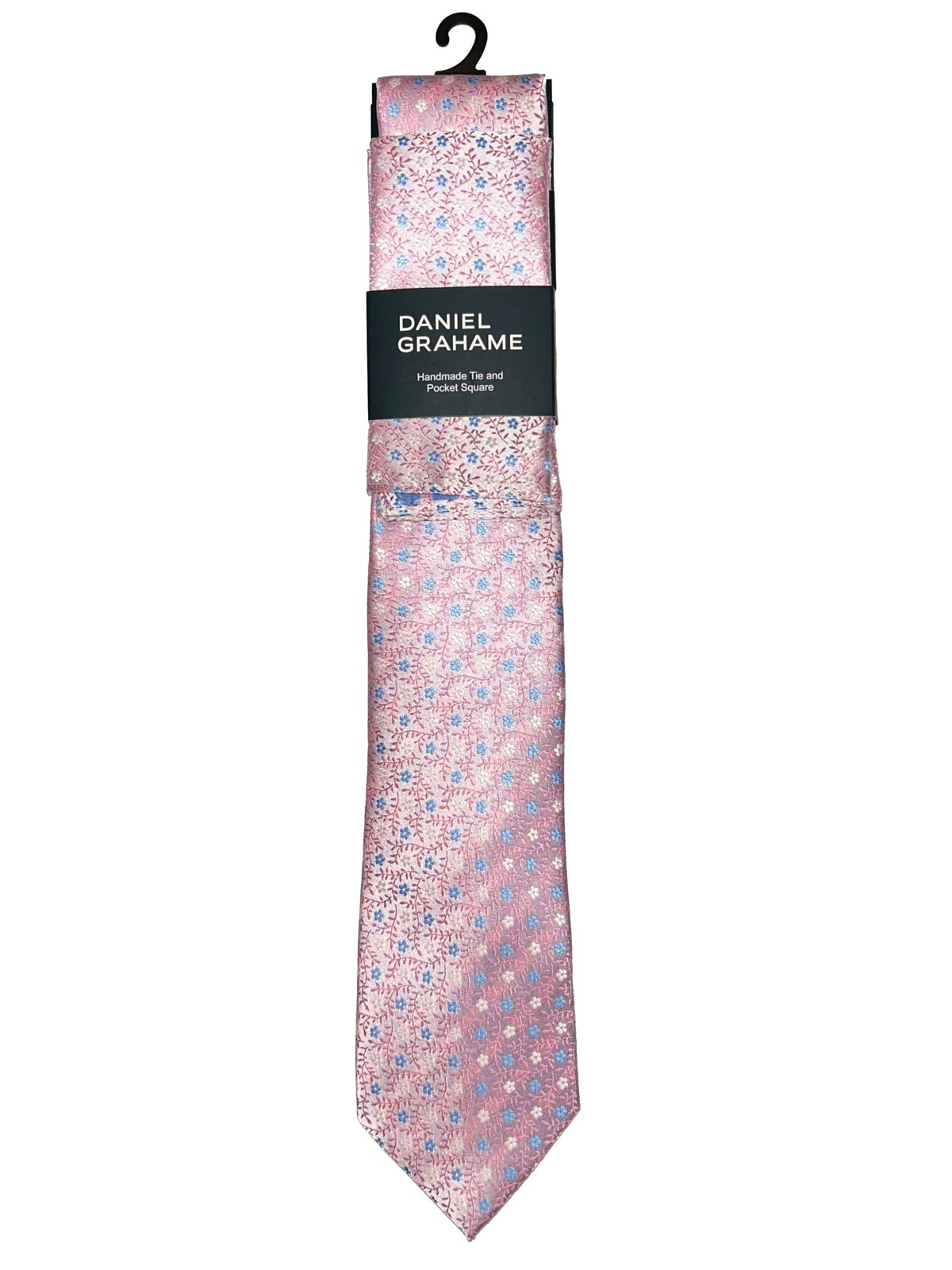 Daniel Grahame Tie & Pocket Square Set Pink/Sky Blue Floral