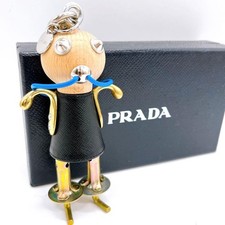 PRADA Saffiano Robot Keychain charm bag with Accessories, Tin Authentic