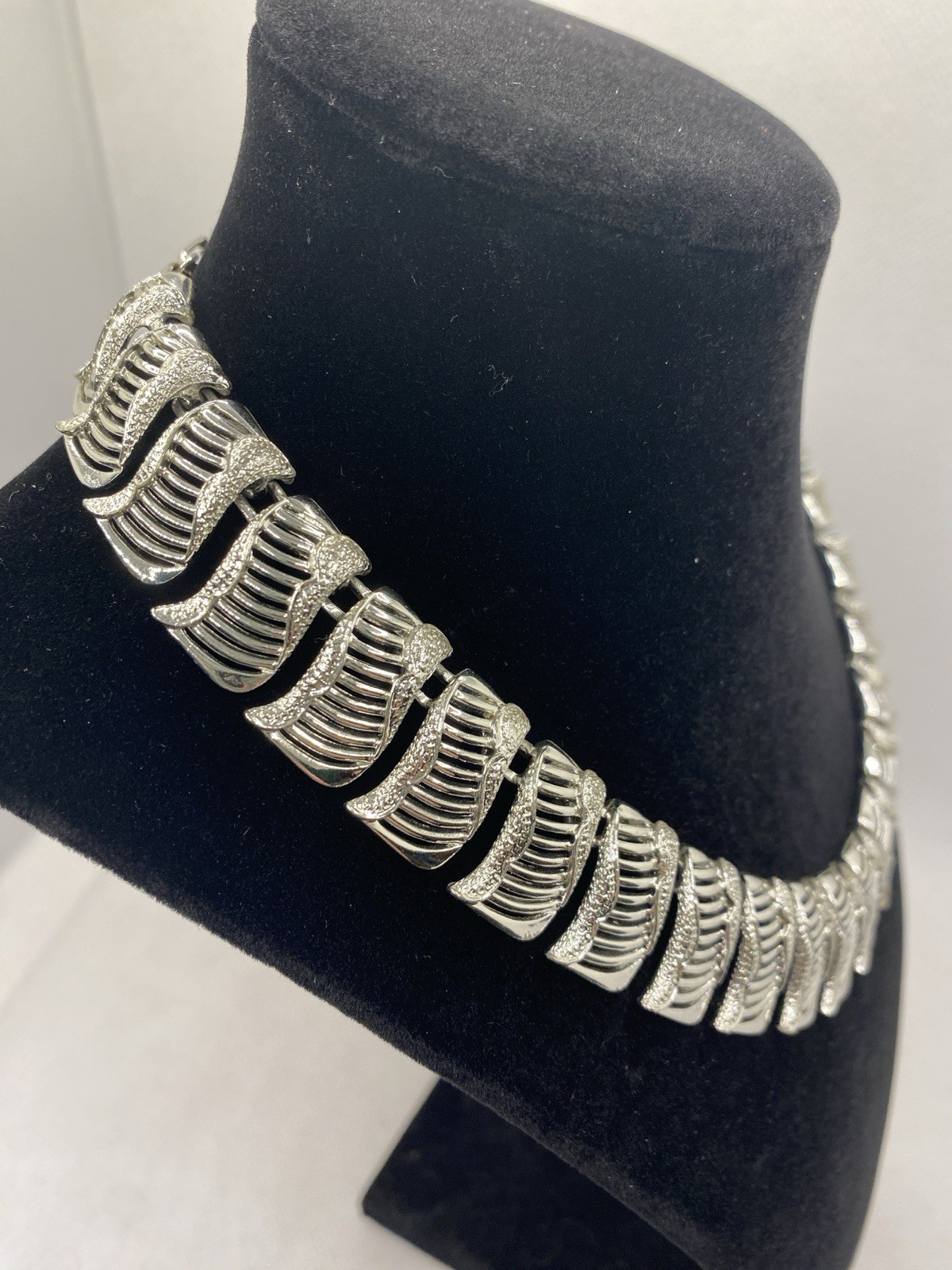 Signed Coro Silver Link Panel Necklace 1960’s App… - image 7