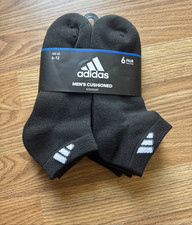 Adidas Men's No-Show Sock Ankle Anklet Athletic Sport 6 Pair Footwear Black, L 
