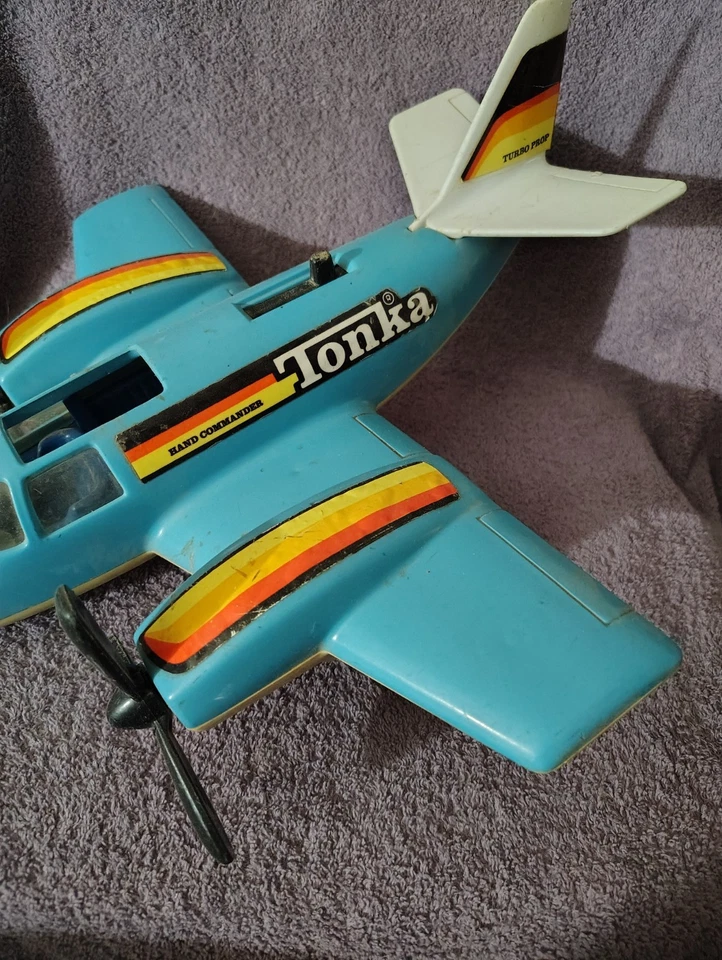 Vintage 1979 Tonka Hand Commander Airplane Turbo Prop Blue Plane Working - Image 2 of 4
