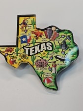 Texas Travel Souvenir Fridge Magnet Map Shape Acrylic Landmark Collage