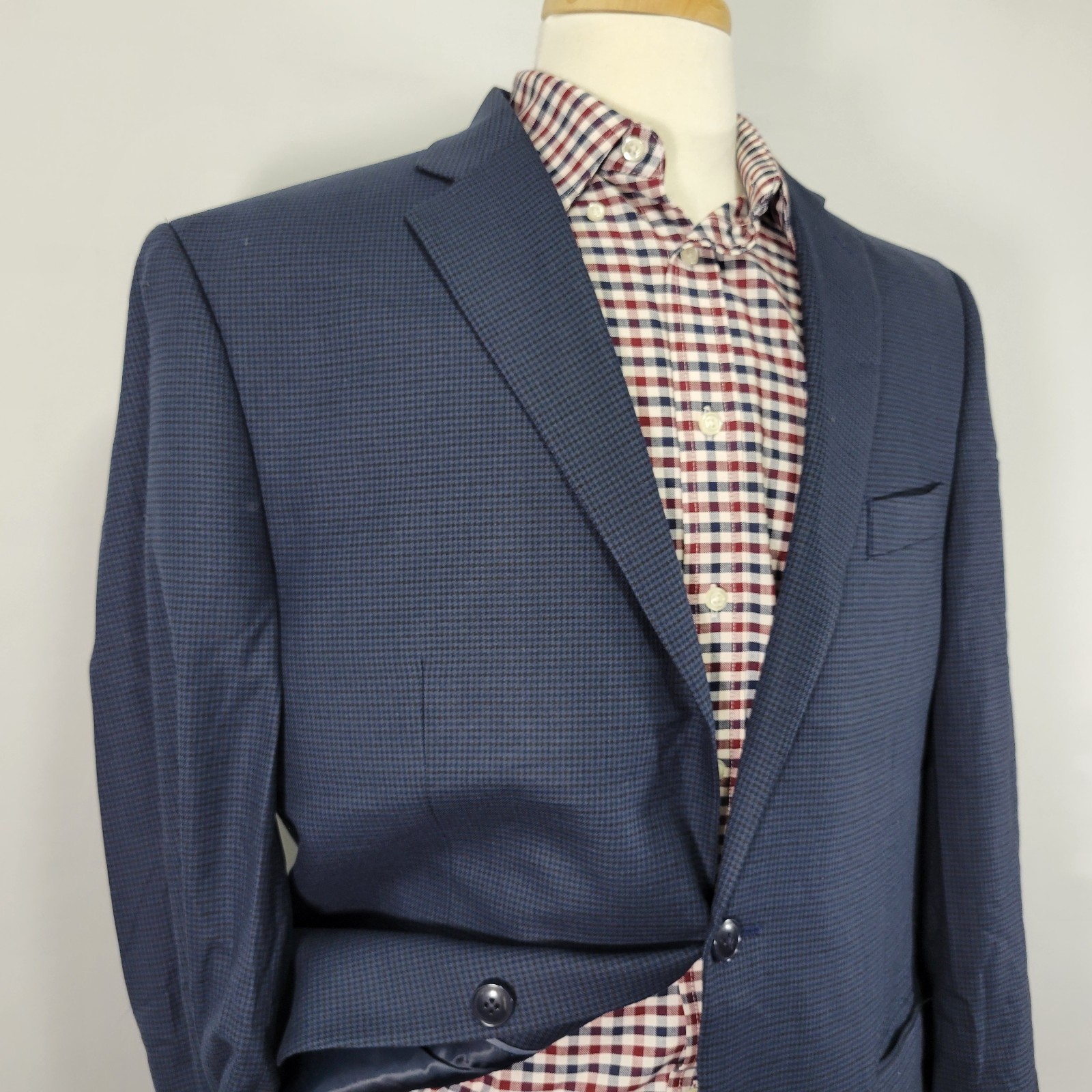Michale Kors Men's Sport Coat Blazer Two Button Navy Houndstooth Poly Blend 44R thumbnail 8