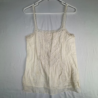 Quiksilver Cami Top XS Cream Crochet Lace Boho Sleeveless Tank Top