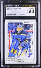 Jake Allen Signed 2018-19 O-Pee-Chee Card #71 OPC CGC AU JSA 10 Auto