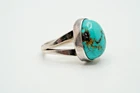Vintage Southwestern Sterling Silver Turquoise Domed Ring Size 5.25 JB33