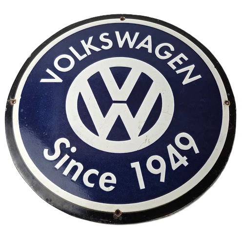 Vintage Volkswagen Sign - Porcelain VW Automobile Dealership Sales Gas Pump Sign