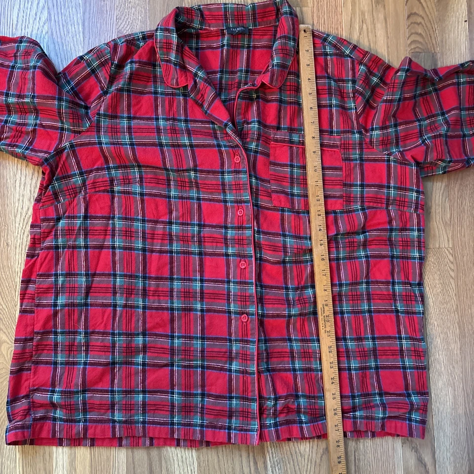 Talbots Pajama Set Womens 2X Red Plaid 2 Piece Top Pants - Image 4 of 4
