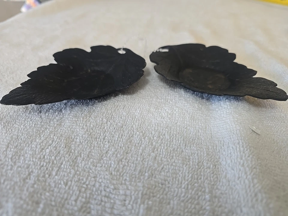 Set Two Made in Japan Cast Iron Oak Leaf Tea Light Candle Holder Coasters - Image 3 of 4