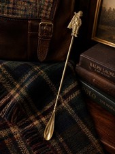 Vintage Brass Long Handle Shoehorn 20.5" Golfer / Golf Caddy Retro Shoe Horn MCM