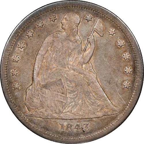 1843 Seated Liberty Silver Dollar - NGC VF30 - Splendid Crusty Original! Sweet!