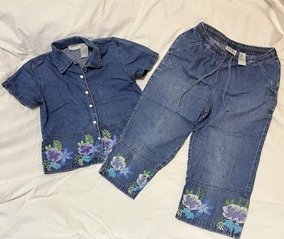 Erika Collection Jean Capri And Blouse Set