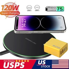 120W wireless fast charger charging pad base, suitable for iPhone Android device