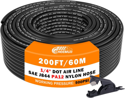 200 FT 1/4'' DOT Air Line 1/4 PA12 Nylon Pneumatic Tubing 61 Meter 1/4 Inch OD Pn