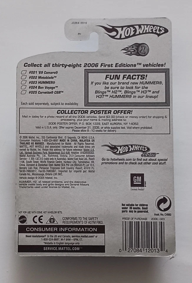 Lot of 10 2006-10 Hot Wheels First Editions-New Models Hummer H2 & H2 SUT  - Image 3 of 4
