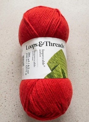 Loops & Threads Soft Classic Acrylic Yarn 4.5oz  Red Hot New 100% Acrylic