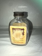Vintage Bayer Aspirin 300 Tablets Glass Bottle Embossed W/ Labels And Cap 5"x3"