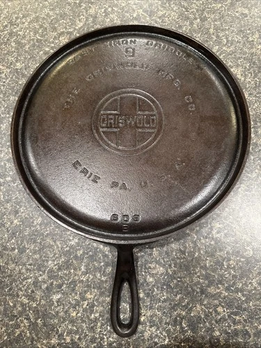 Griswold #9 Cast Iron Griddle 609B Erie PA USA Made Nice Condition Flat 11”