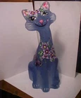 11" OOAK Fenton Small Town Exclusive HP Purple Flowers Bee Butterfly Alley Cat