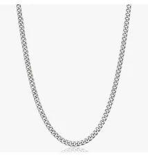 Fiusem Silver Cuban Chain Necklace 5mm 22” New In  Box