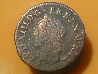 LOUIS XIII DOUBLE TOURNOIS 1643 A RARE & QUALITE TB/TB !