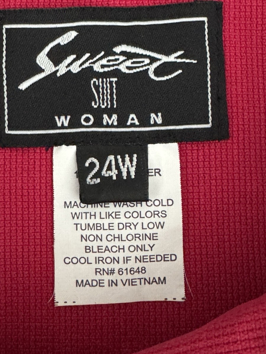 Sweet Suit (24W) Red Jacket, Black Buttons A-line, Long , Easy Care, Work Church View 3