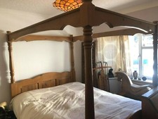 Vintage Four Poster Bed - Reclaimed Timber - King Size - English