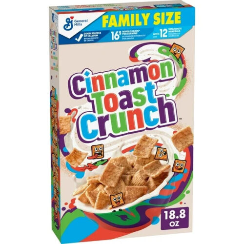 Cinnamon Toast Crunch Breakfast Cereal, Crispy Cinnamon Cereal, Family Size, 18.