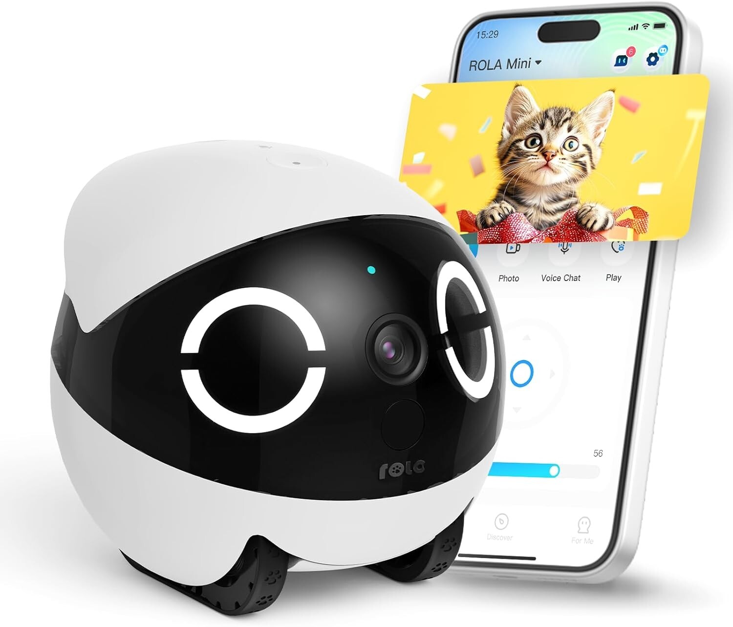 Enabot EBO ROLA Mini 2K Camera Robot: Movable Pet Camera Battery-Powered with Ph-image