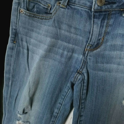 American Eagle Artist Crop Jeans Womens 4 Regular Ripped Light Wash 28x25 FLAW - Picture 8 of 11