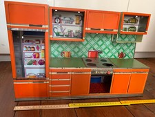 SCHOPPER "Modellk&uuml;che im Bauknechtstil" orange 1970er Blechspielzeug Puppenk&uuml;che
