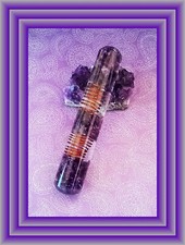 AMETHYST WAND, Orgone AMETHYST CRYSTAL WAND With 2 Helix Copper Coils