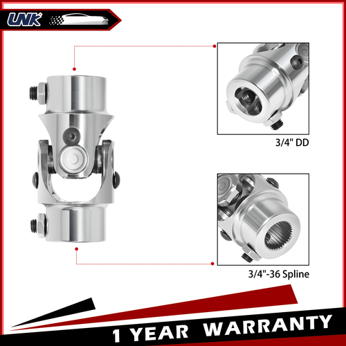 3/4 36 Spline X 1 DD Steering Shaft U-Joint Coupler Single Universal Joint 3/4 36 Spline X 1 DD Steering Shaft U-Joint Coupler Single Universal Joint