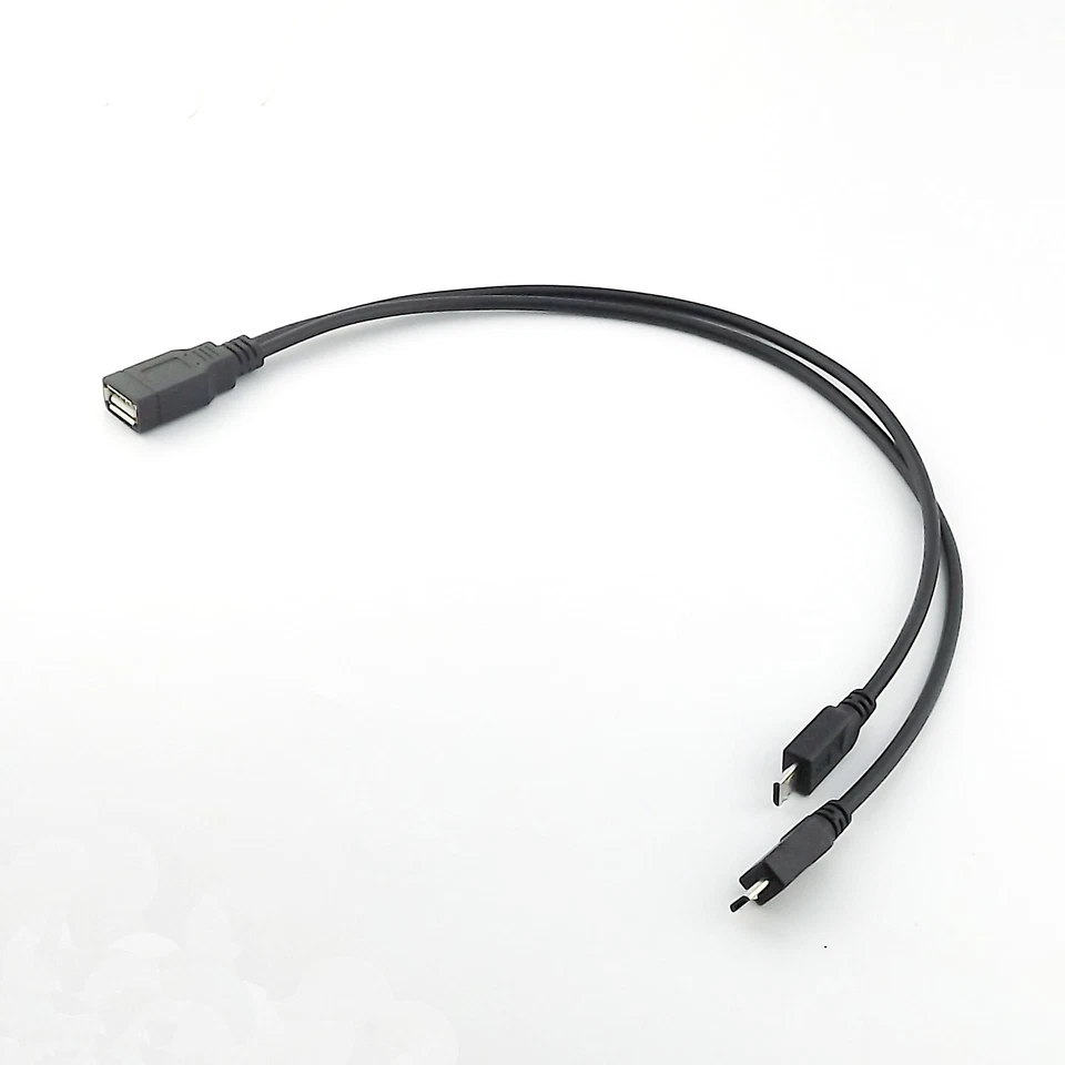 USB 2.0 A Female to 2 Micro USB 5 Pin Male Y Splitter Adapter Data Charger Cable - Image 2 of 4
